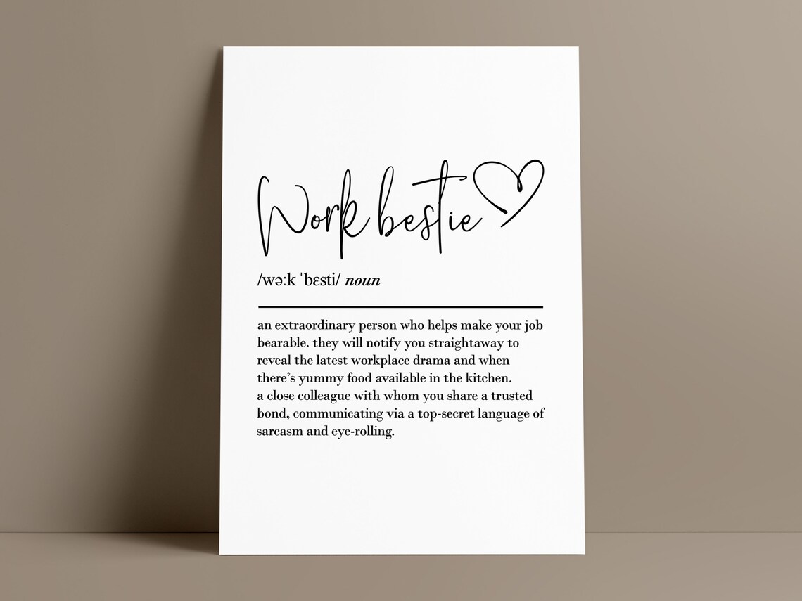 Work Bestie Definition Art Print, Gift For Her - Image 3