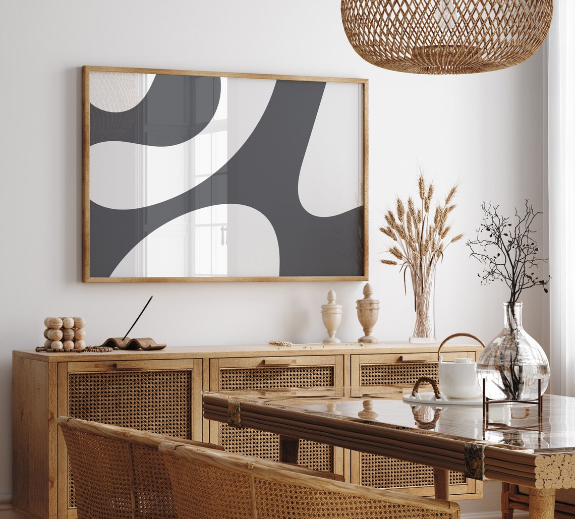 Dark Grey Abstract Organic Shapes Modern Minimalist Decor Poster
