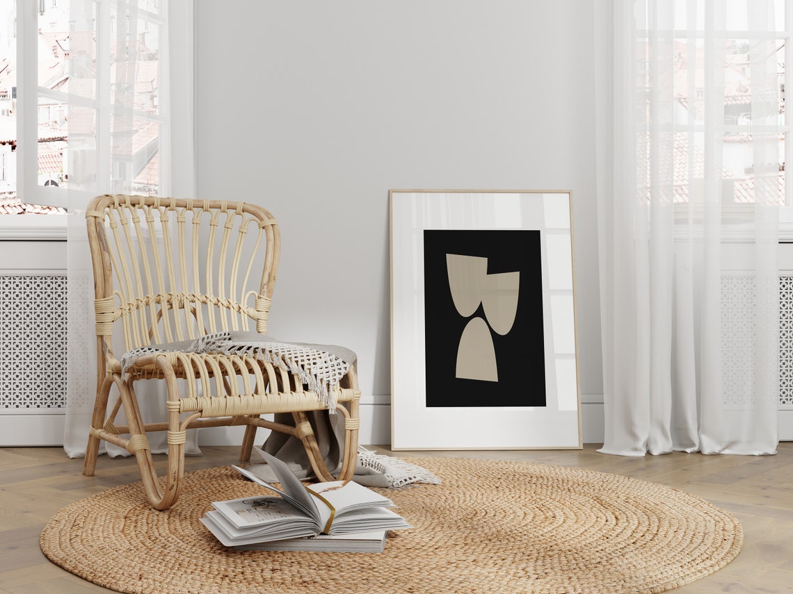 Neutral Black Beige Abstract Arch Shapes Modern Minimalist Print - Image 3