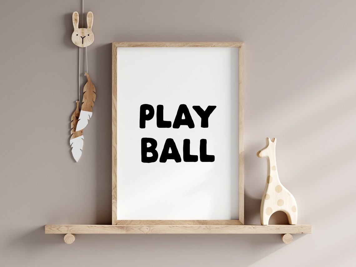 Play Ball Print Sports Wall Art Football Poster Sports Prints Boys Room Decor Boys Room Wall Art Sport Theme Room Wall Art - Image 2