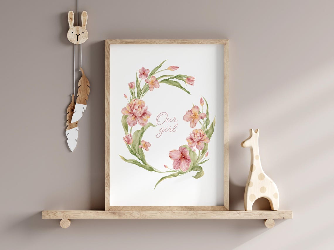 Our Girl Print Girls Nursery Wall Art Vintage Flower Nursery Print Girls Room Wall Art Flower Nursery Print Wall Art - Image 2