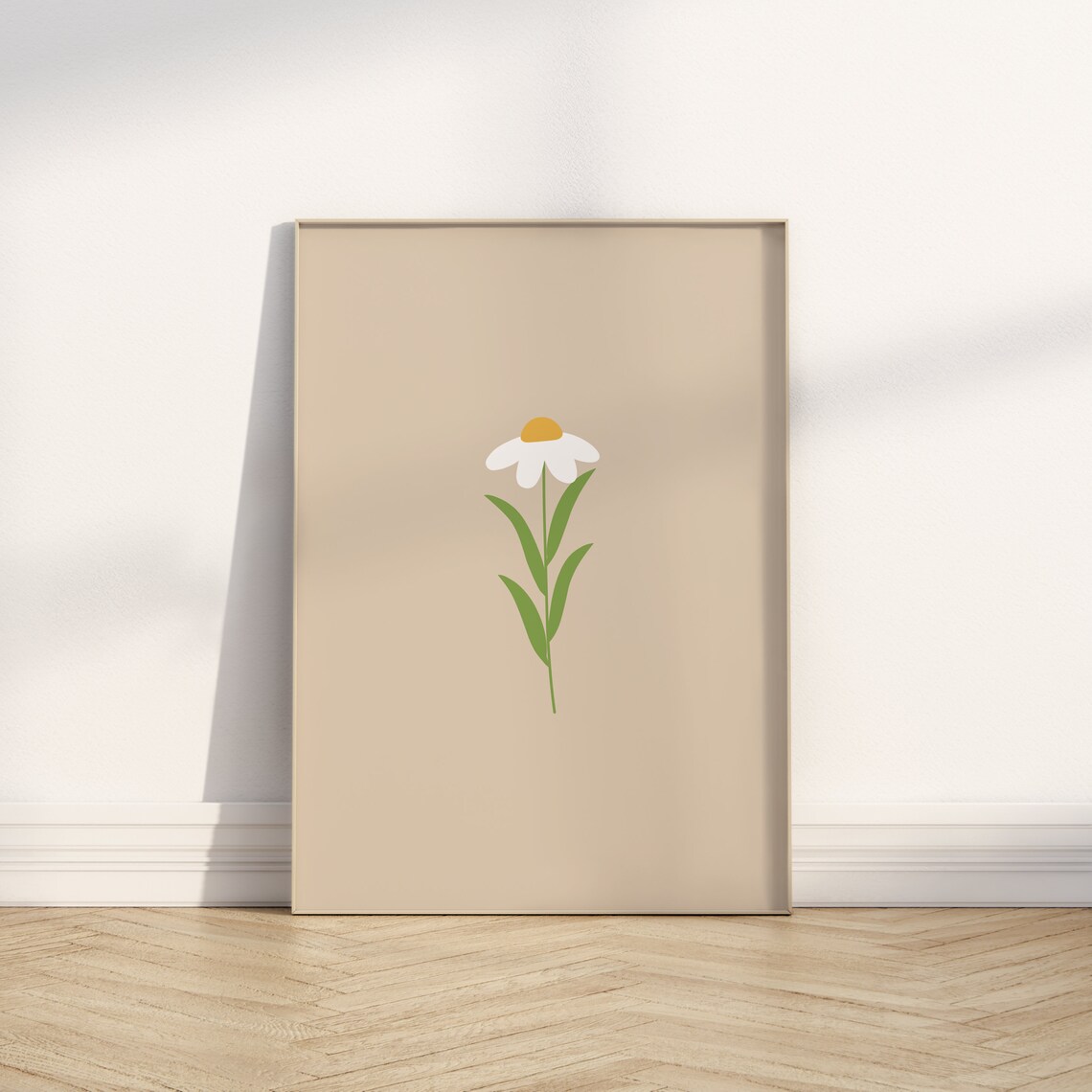 Beige Daisy Print, Boho Floral Nursery Decor - Image 2