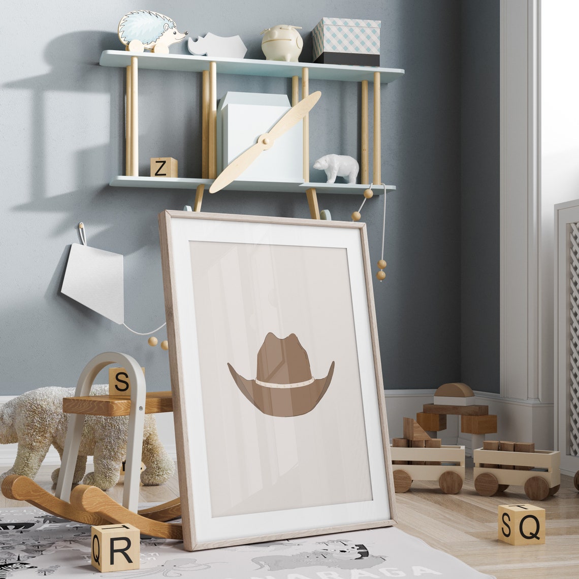 Brown Cowboy Hat Nursery Illustration Western Kids Decor Poster - Image 4