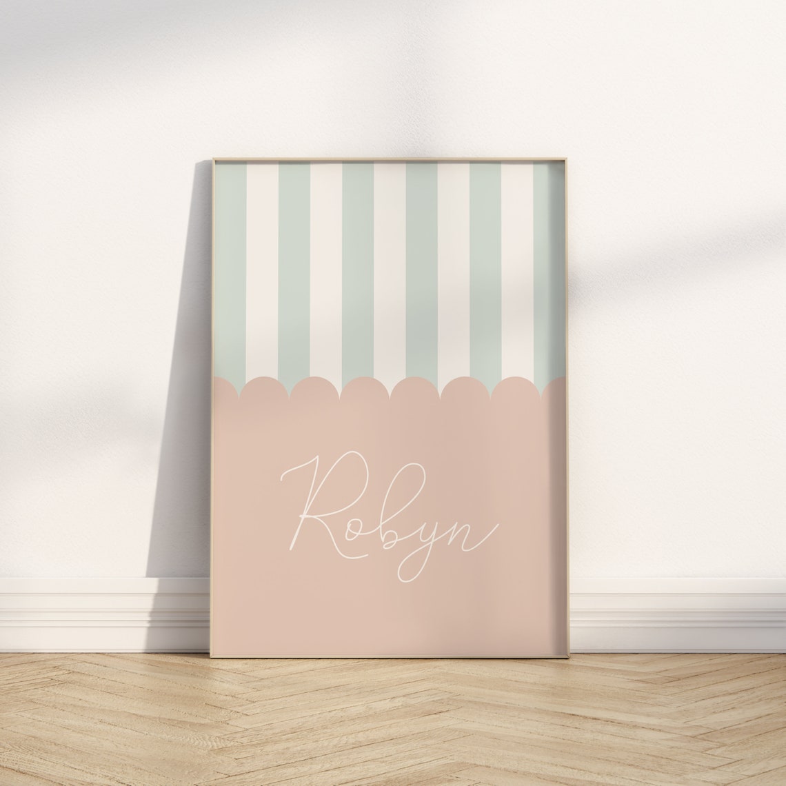 Personalized Name Design Scallop Stripe Custom Baby Nursery Poster - Image 2