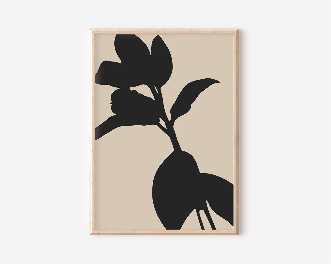 Abstract Flower, Beige Minimalist Botanical Art