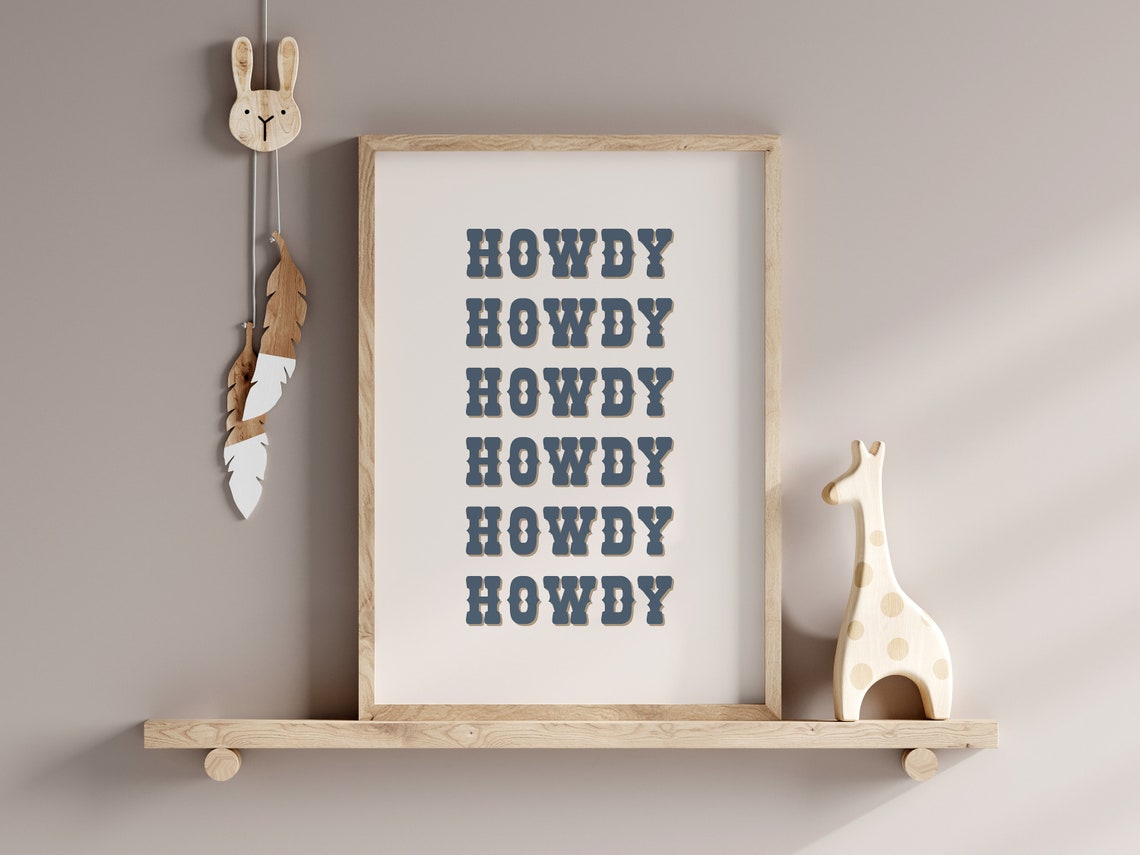Howdy Repeat Typography Navy Western Nursery Kids Print Decor - Image 3
