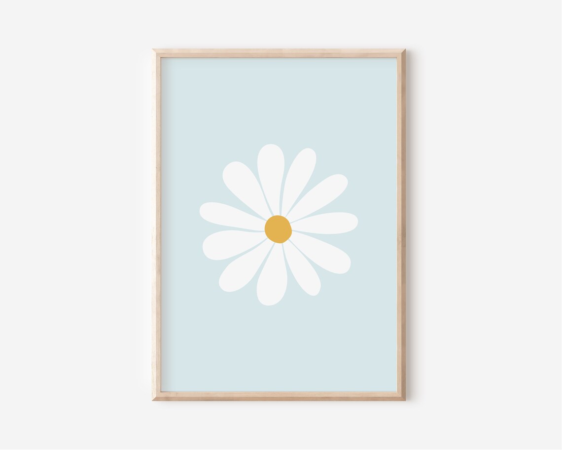 Daisy Print Boho Floral Art Print for Nursery