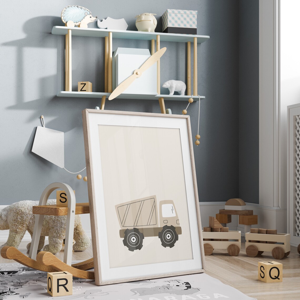 Construction Vehicle Print, Neutral Nursery Art Print - Image 4