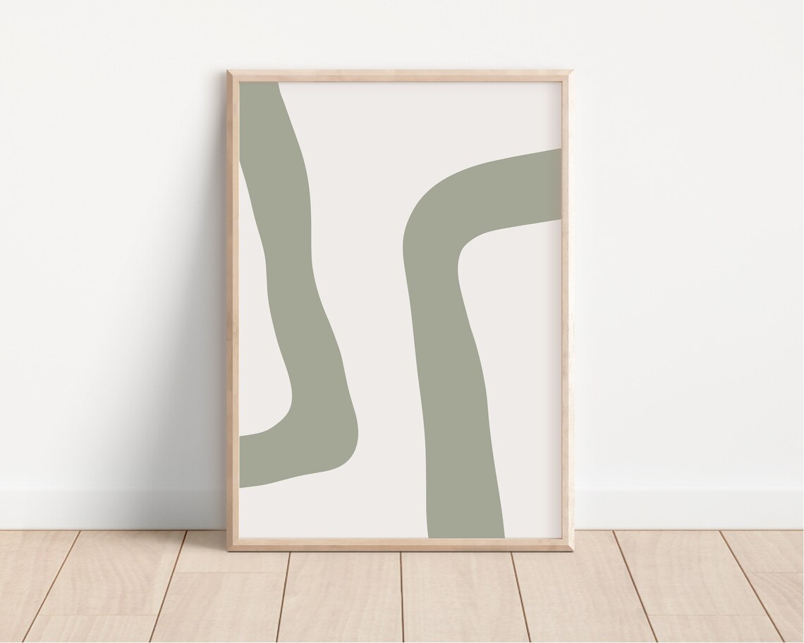 Sage Green Organic Wavy Lines Minimalist Abstract Neutral Art Poster - Image 4