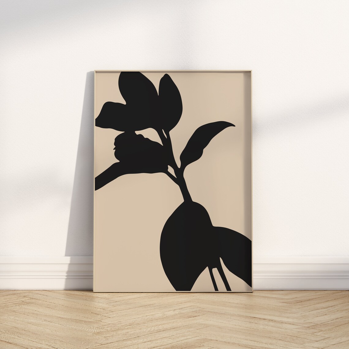 Abstract Flower, Beige Minimalist Botanical Art - Image 3