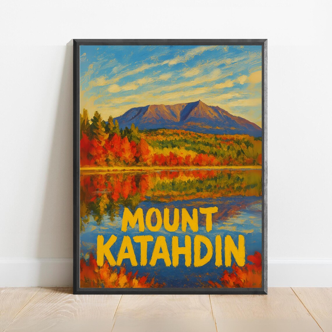 Mount Katahdin Maine Autumn Landscape Art Print
