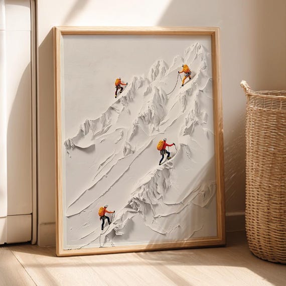 Climbing Poster Acrylic Mountain Landscape Art