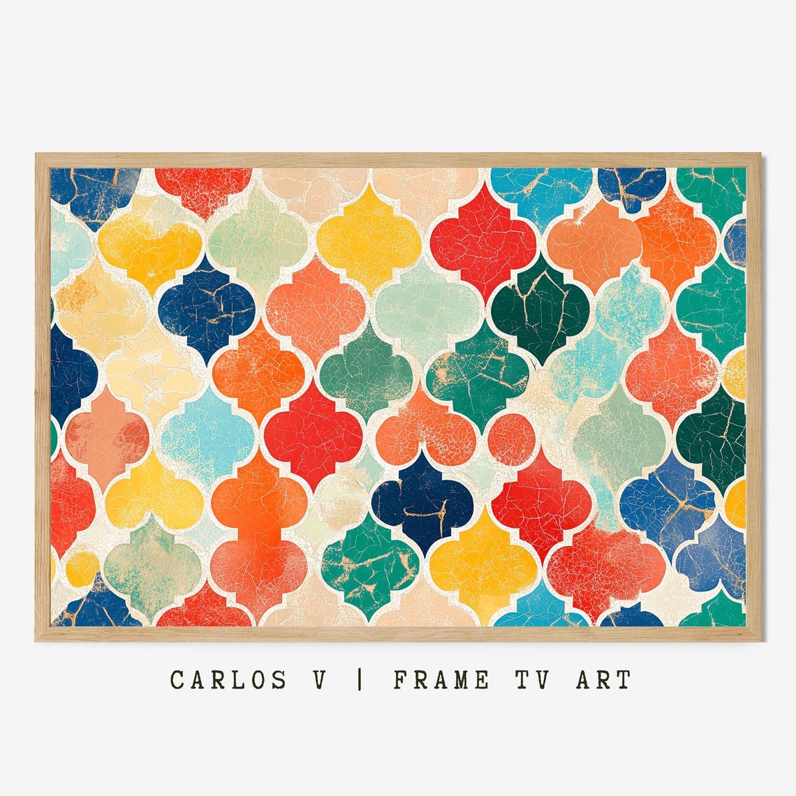Vibrant Colorful Moroccan Mosaic Tile Pattern Symmetrical Wall Art