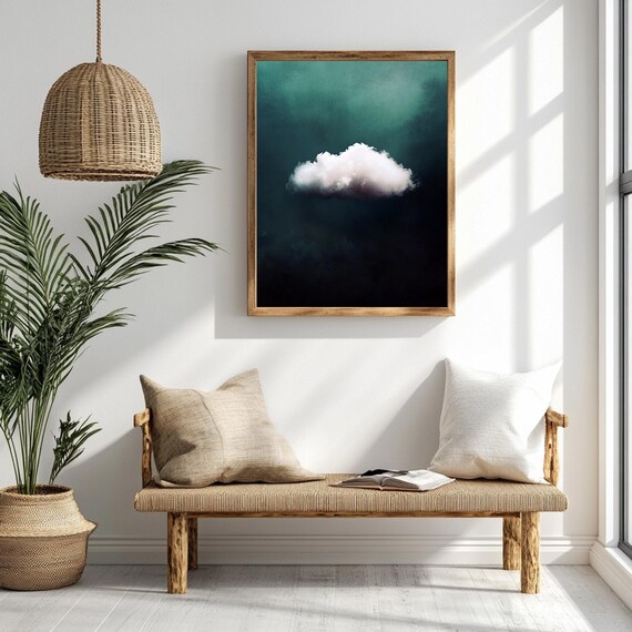 Cloud Wall Art Blue Wall Art Abstract Art Print Minimalist Wall Art Indigo Art Living Room Decor Sky Wall Art Night Sky Print Gift
