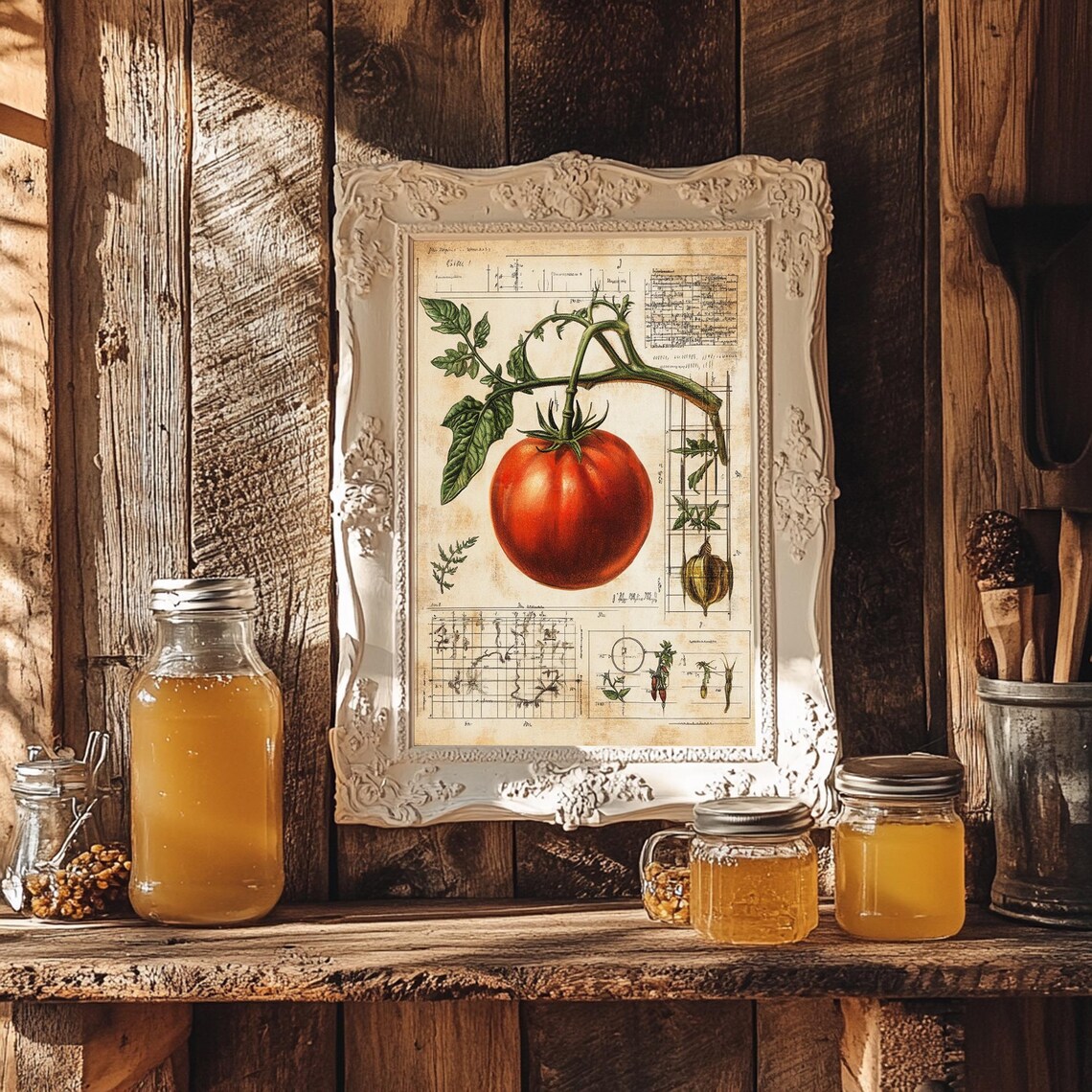Retro Scientific Kitchen Poster Tomatoes Wall Art Retro Food Art Print Tomato Poster Eclectic Food Art Kitchen Art Chef Gift - Image 2