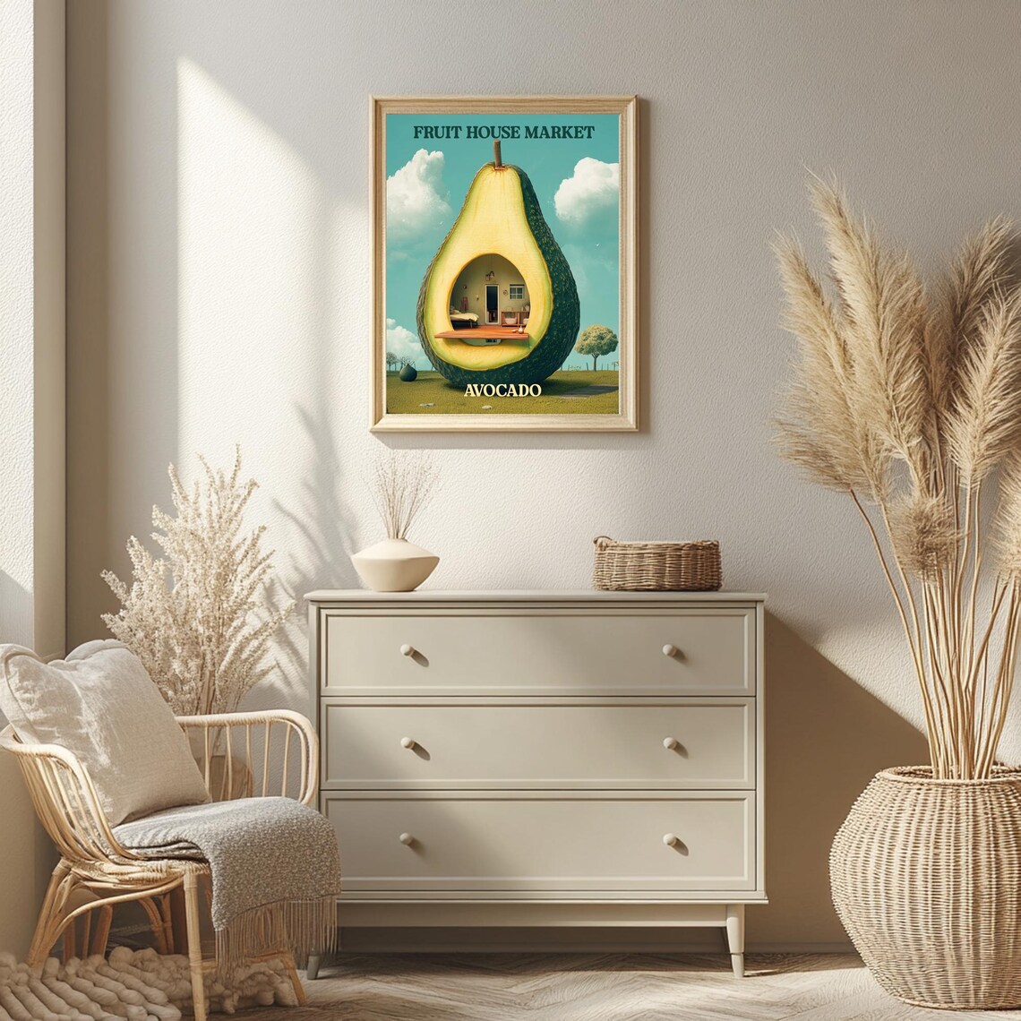 Fruit House Market Avocado Art Print Kitchen Fruit Wall Art Fruit Poster Trendy Wall Art Trendy Prints Kitchen Poster - Image 2