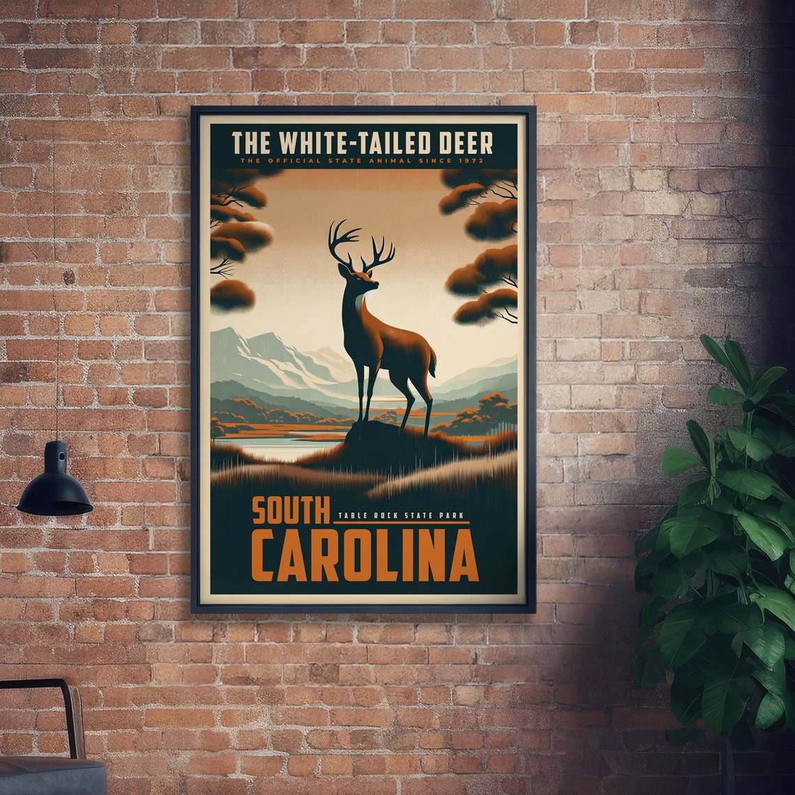 South Carolina State Animal Vintage Prints White Tailed Deer Print At Home Wall Art Art Nature Gift Poster
