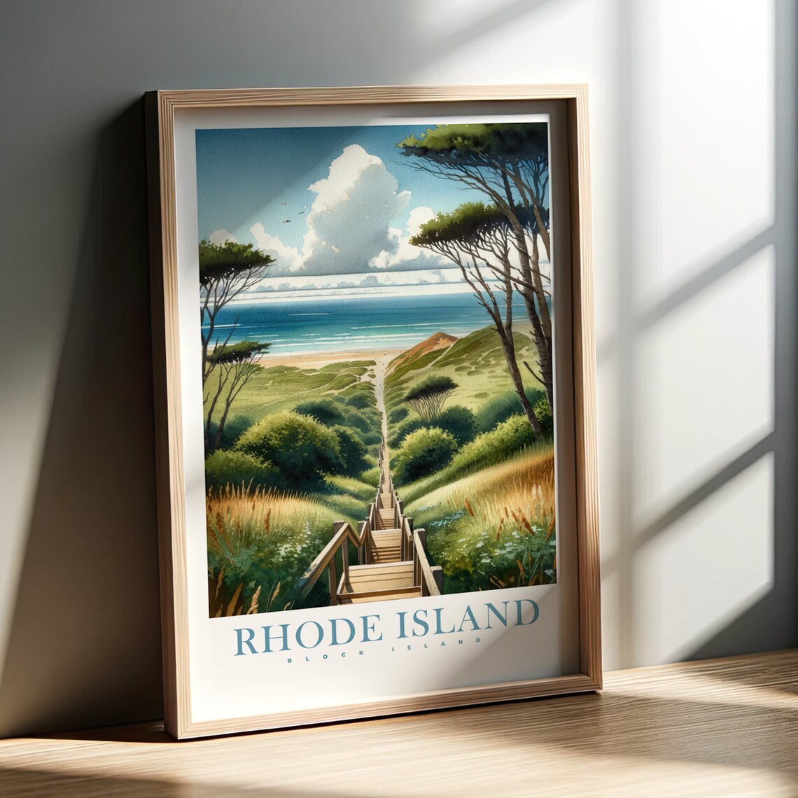 Rhode Island Watercolor Art Print, Block Island