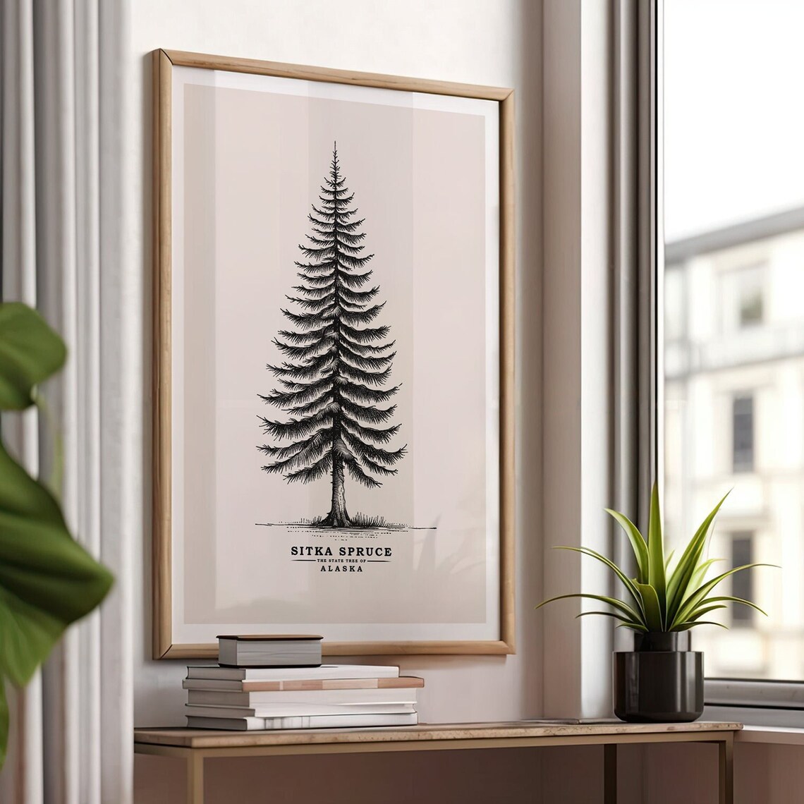 Alaska State Tree Sitka Spruce Vintage Sketch Poster