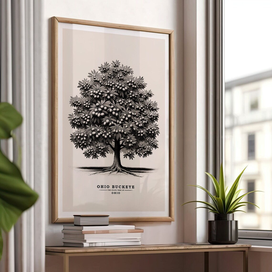 Ohio Buckeye State Tree Vintage Sketch Art Print