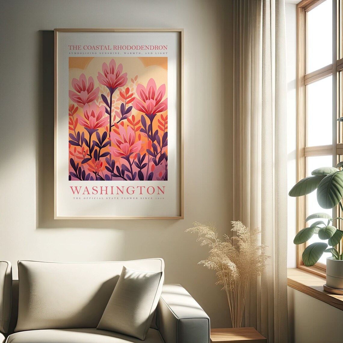 Washington State Flower Botanical Wall Art Print