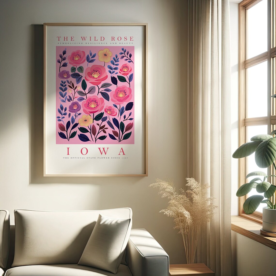 Wild Rose Iowa State Flower Pink Floral Resilience Art Poster
