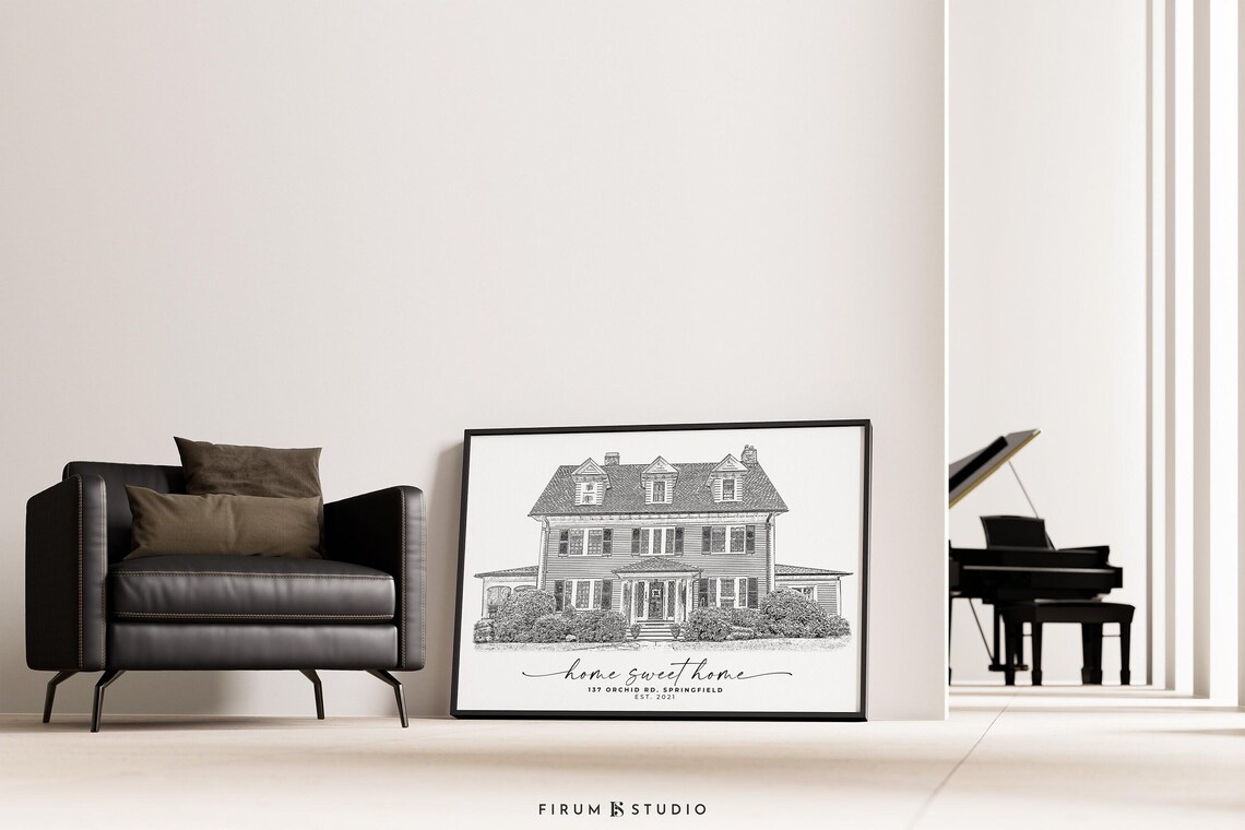 Personalized Wedding Venue Sketch, House Portrait
