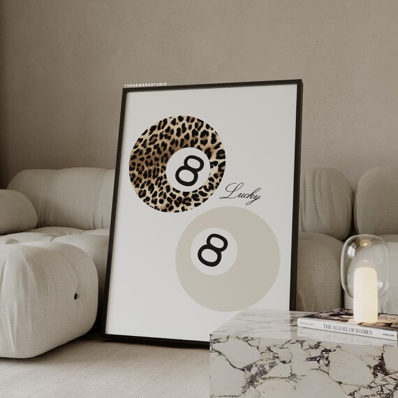 Leopard Beige Lucky 8 Ball Poster The New Era Studio