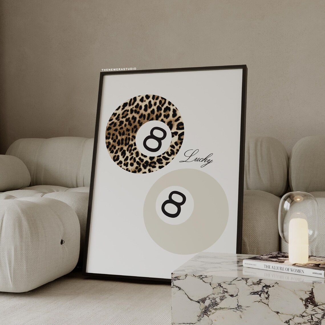 Leopard Beige Lucky 8 Ball Poster The New Era Studio
