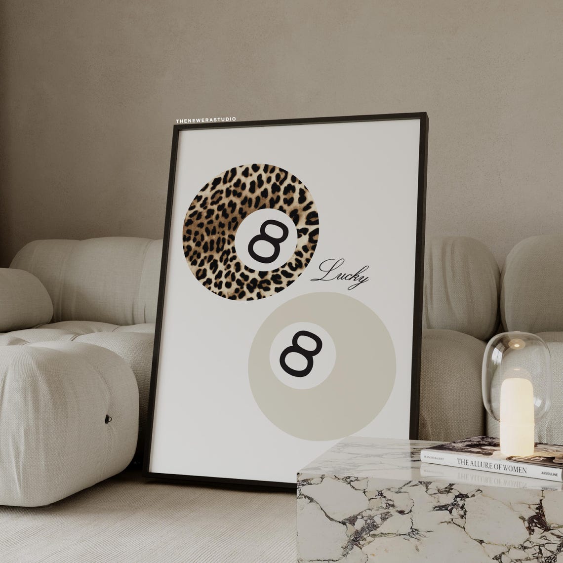 Lucky 8 Ball Leopard Pattern Chic Retro Trendy Dorm Room Poster