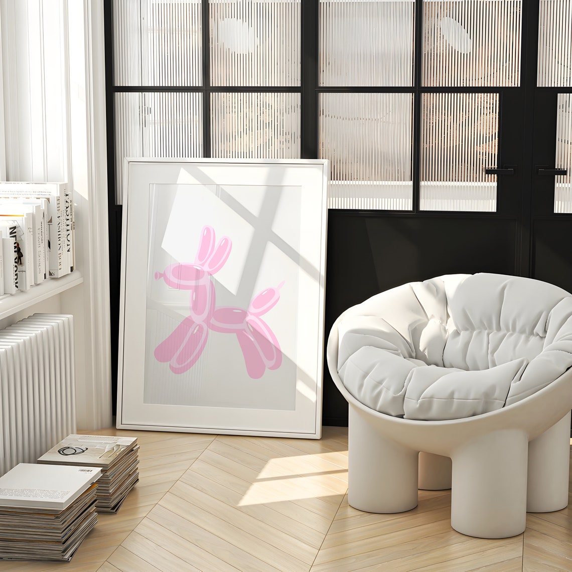 Pink Balloon Dog Pop Art Sculpture Modern Nursery Decor Poster - Image 2