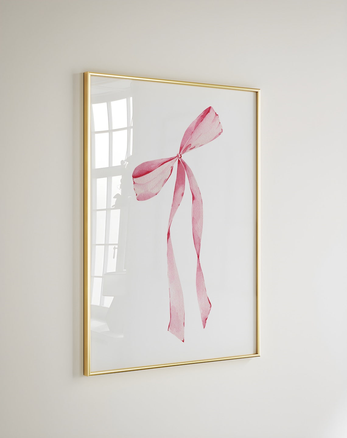 Delicate Pink Watercolor Bow Ribbon Coquette Girly Wall Decor Poster