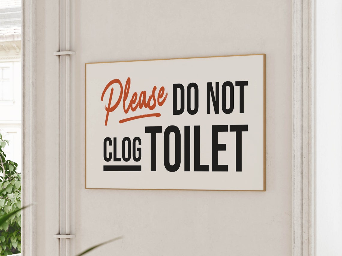 Please Do Not Clog The Toilet Funny Retro Bathroom Rules Sign Poster - Image 2