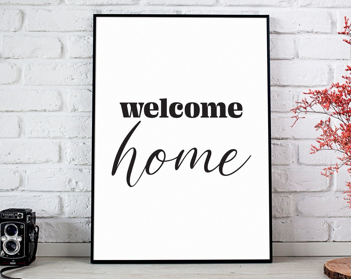 Welcome Home Mixed Script and Serif Typography Entryway Decor Poster