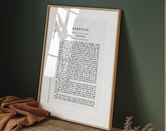 Jane Austen Sanditon Chapter One Book Page Literary Text Poster