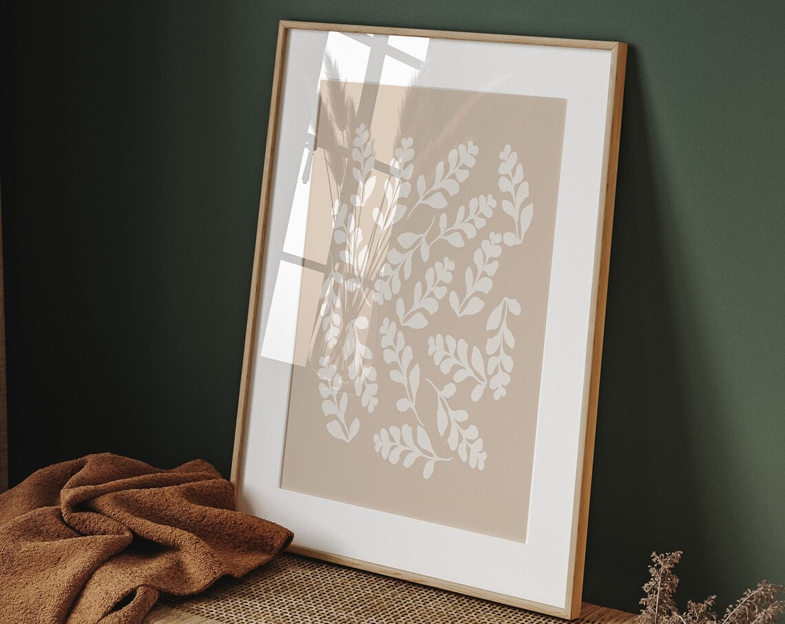 Beige Matisse Style Botanical Leaf Sprigs Abstract Art Poster - Image 2