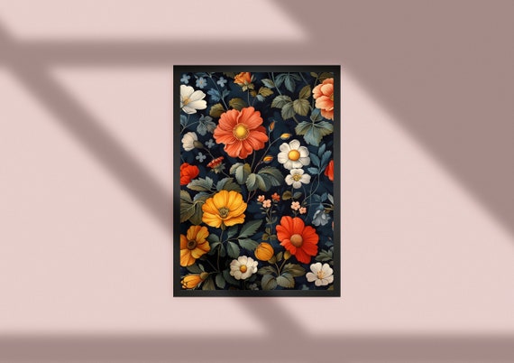 Moody Flower Painting Grandmillennial Style Home Decor Art Poster