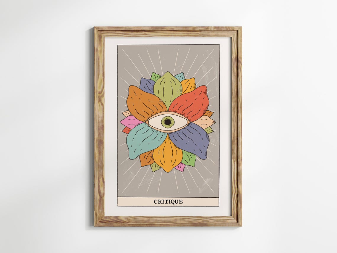 Critique Tarot Card All Seeing Eye Floral Mandala Mystic Wall Art - Image 2