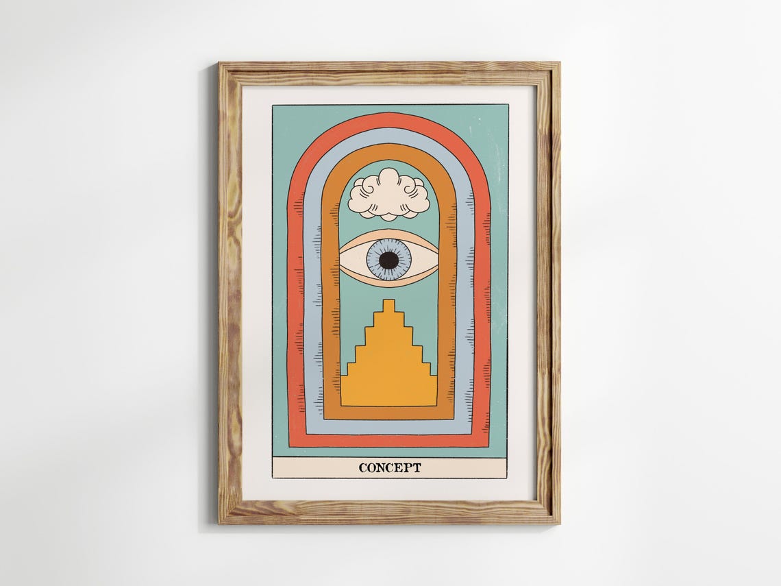 Concept Tarot Card Retro Rainbow Arch Seeing Eye Mystic Wall Art - Image 2