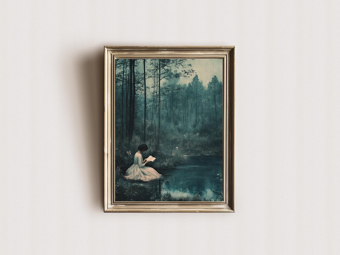 Reader At Lake Moody Dark Academia Art Print - Image 3