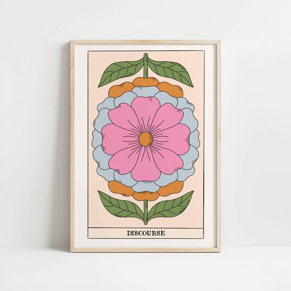 Discourse Tarot Card Layered Flower Botanical Vintage Decor Wall Art