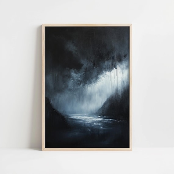 Stormy Ocean Waves Under Dark Rain Clouds Moody Seascape Poster