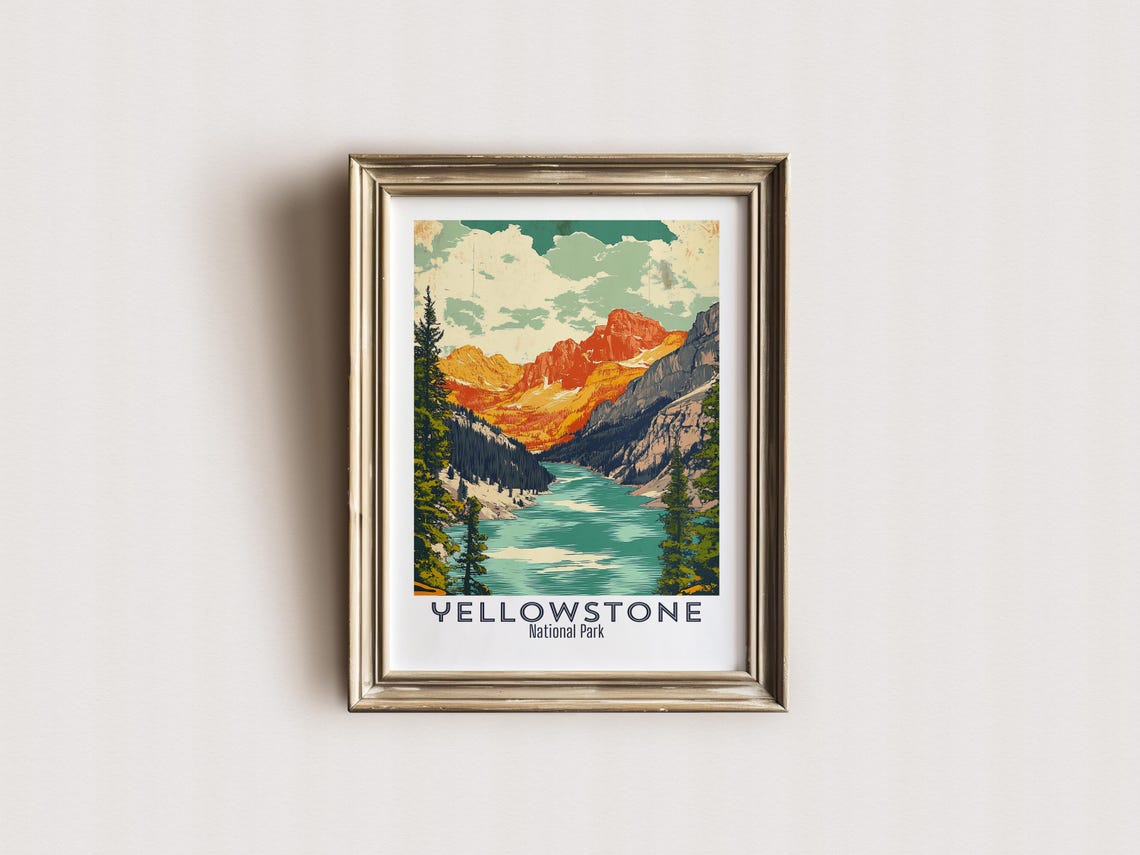 Yellowstone National Park Teal River Between Red Peaks Poster - Image 2