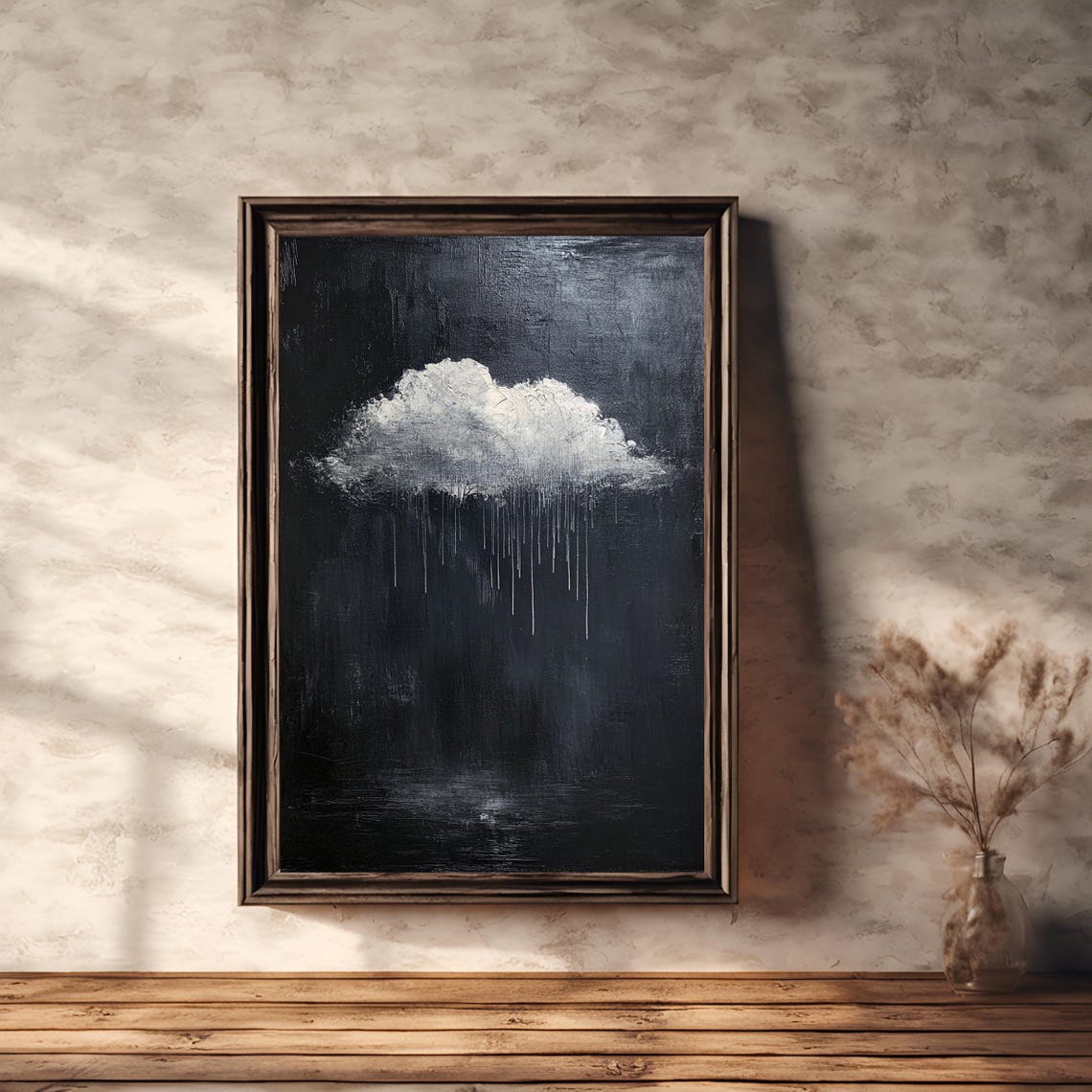 Lone Rain Cloud On Black Background Moody Minimalist Art Poster - Image 2