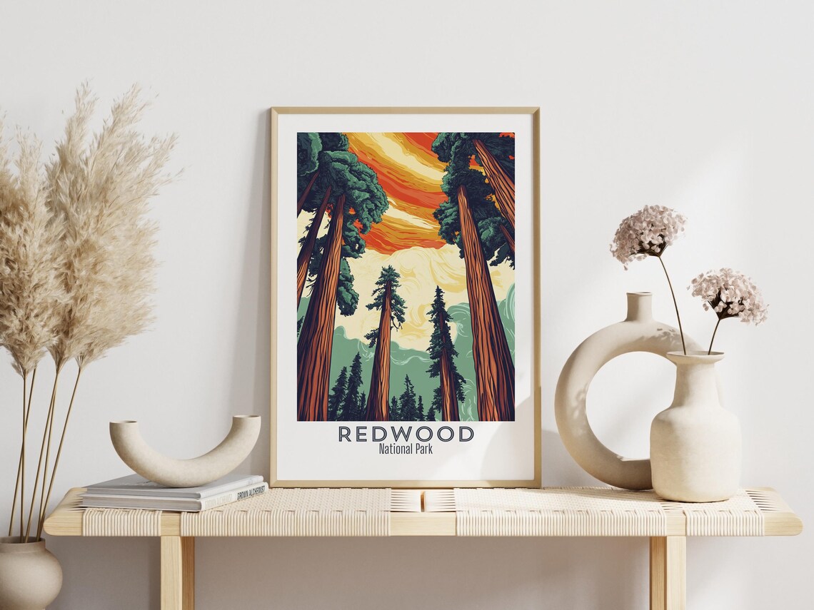 Redwood National Park California Towering Trees Sunset Sky Poster - Image 3
