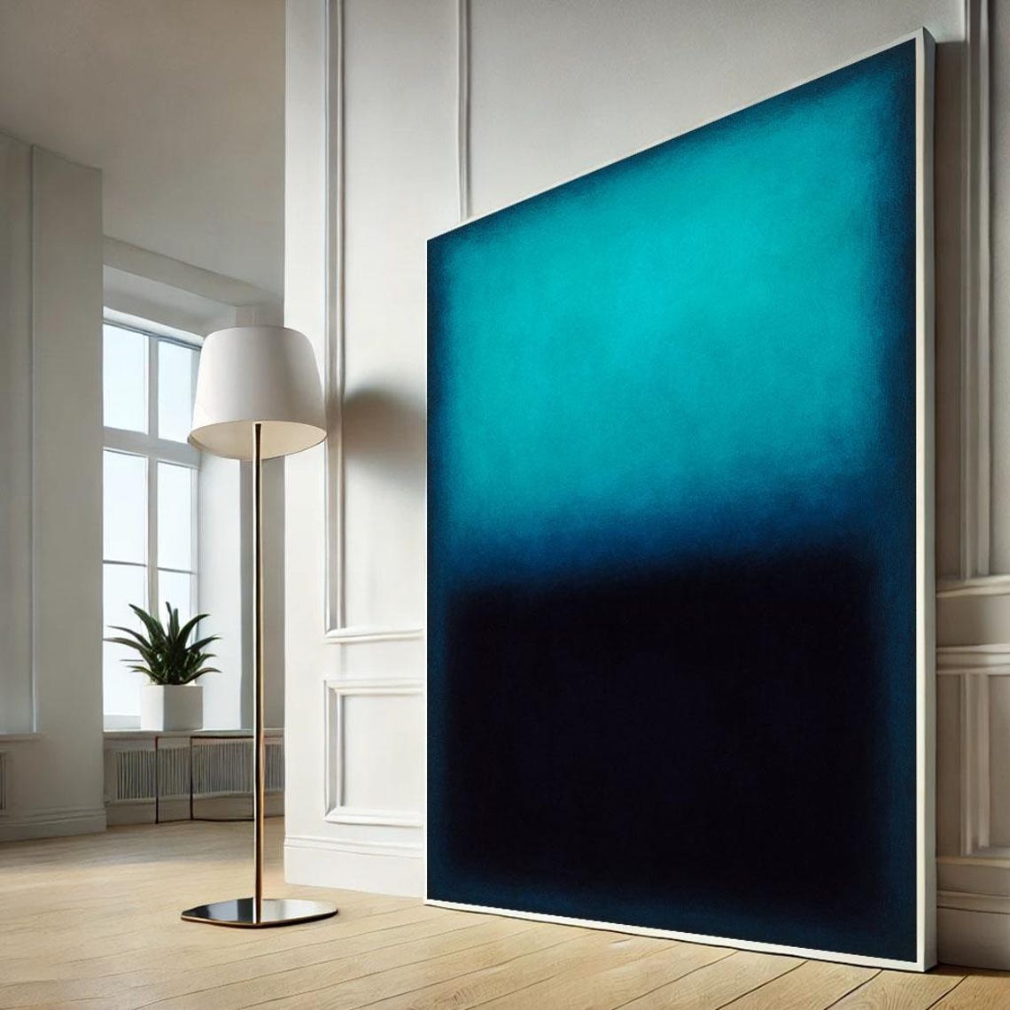 Mark Rothko Inspired Teal Navy Blue Color Field Minimalist Poster
