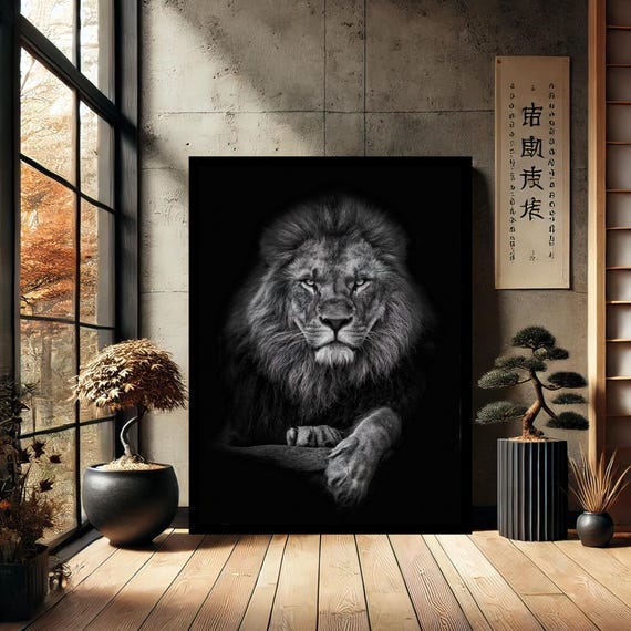 African Lion Animals Canvas Wall Art Modern Print Abstract Decor For Home