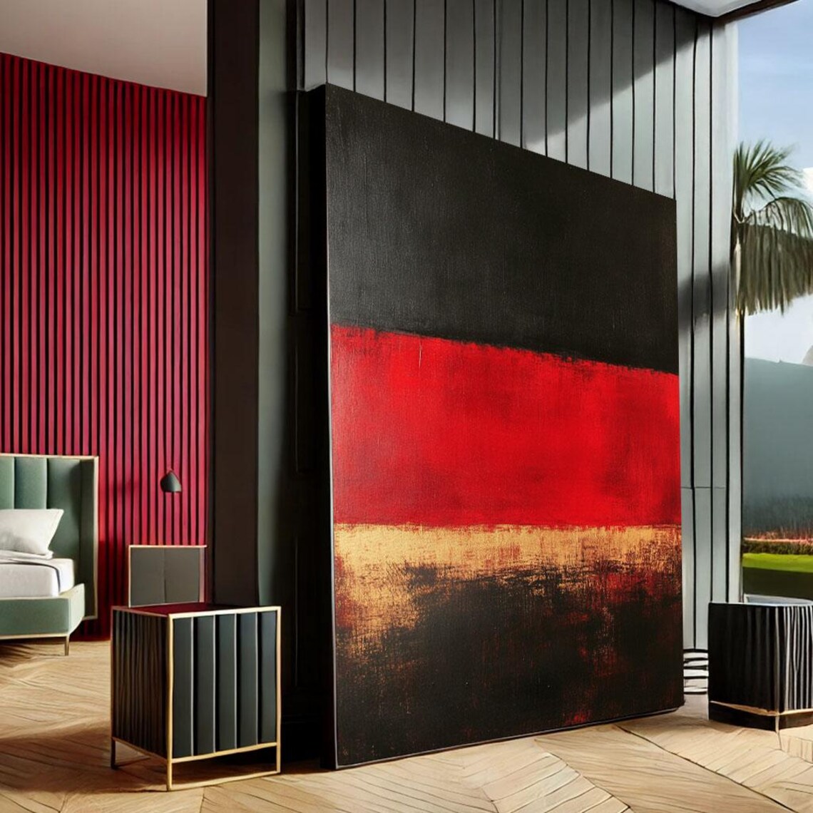 Rothko Inspired Black Red And Gold Color Field Abstract Canvas Print