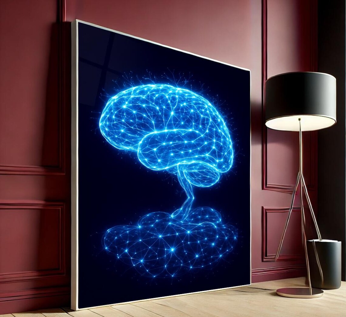 Neural Brain Network, Futuristic Tech Poster