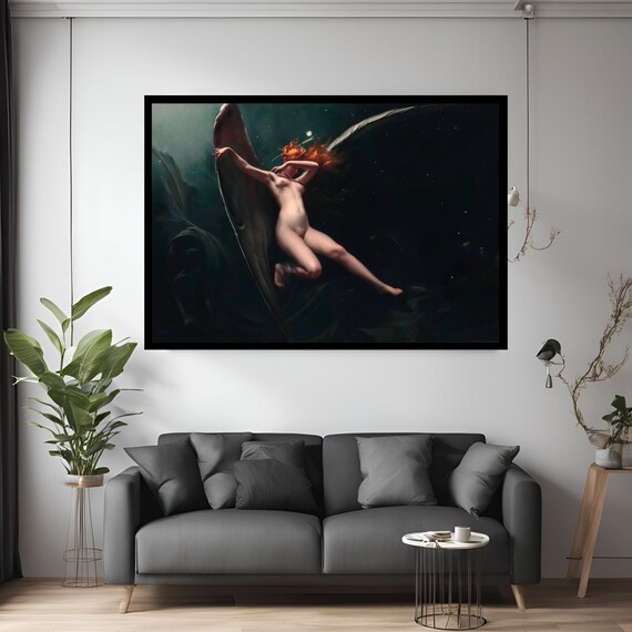 A Fairy Under Starry Skies Luis Ricardo Falero Canvas Wall Art Modern Print Abstract Decor For Home